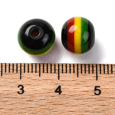 Ghana Jamaica Reggae Stripe Resin Beads RESI-G104-01B-1