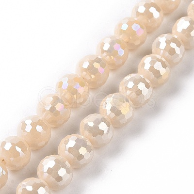 Electroplate Glass Beads Strands GLAA-E036-14-M-1