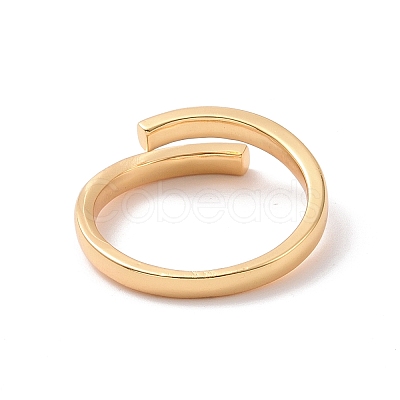 Brass Simple Line Wrap Open Cuff Ring for Women RJEW-P034-08G-1