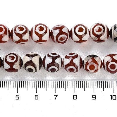 Natural Tibetan 3-Eye dZi Agate Beads Strands G-B084-A09-01-1