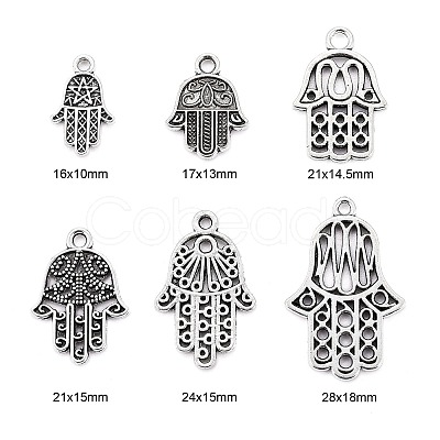 120Pcs 6 Style Tibetan Style Alloy Pendants TIBE-LS0001-01AS-1