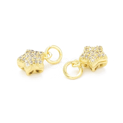 Rack Plating Brass Micro Pave Clear Cubic Zirconia Charms KK-C011-56G-1