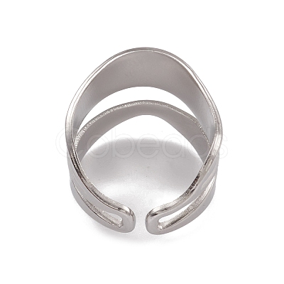 Non-Tarnish 304 Stainless Steel Twist Wave Open Cuff Rings for Women RJEW-G285-26P-1