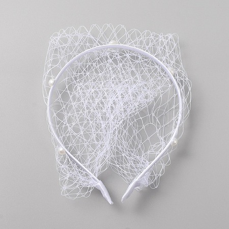 Bridal Pearl Mesh Veil Cloth Hair Bands MRMJ-WH0082-05A-02-1