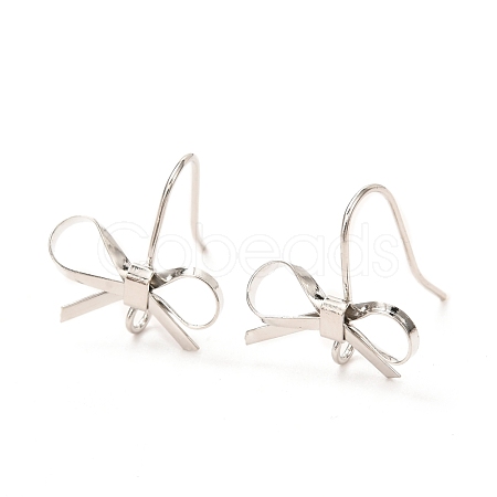 Bowknot Shape Brass Earring Hooks KK-K256-01P-1