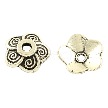 Tibetan Style Alloy Flower Bead Caps TIBE-5221-AS-LF-1