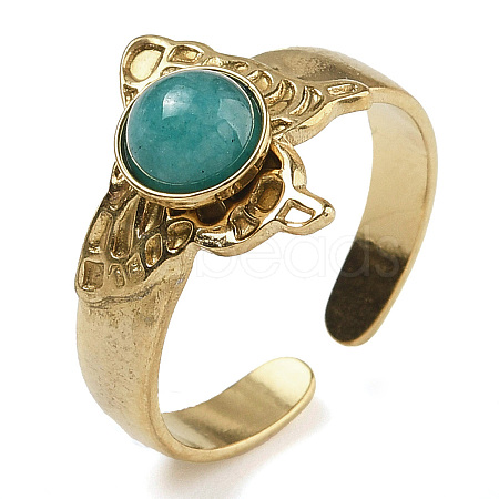 Natural Amazonite Finger Rings RJEW-U027-05G-06-1