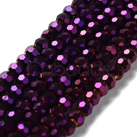 Faceted(32 Facets) Electroplate Glass Bead Strands X-EGLA-R042-6mm-02-1