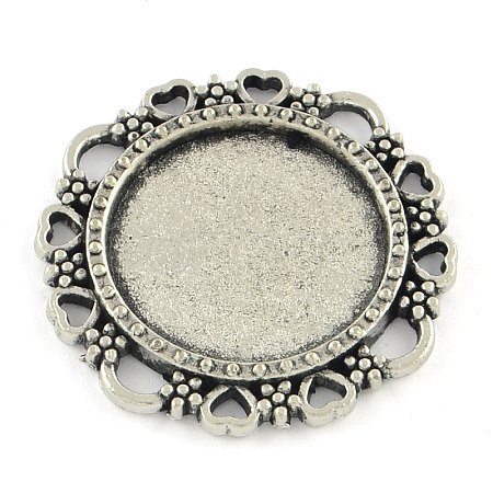 Tibetan Style Flower Alloy Cabochon Settings TIBE-Q038-009AS-RS-1
