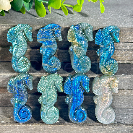 Natural Labradorite Carved Healing Sea Horse Figurines PW-WG19543-01-1