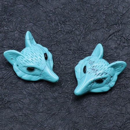 Synthetic Turquoise Carved Fox Head Figurines PW-WG84728-06-1