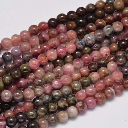 Round Natural Tourmaline Beads Strands G-K068-20-5mm-1