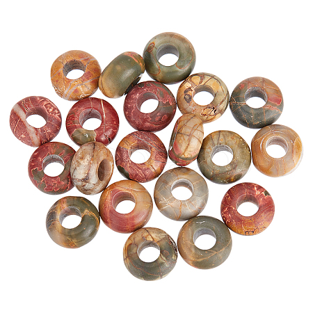  Natural Picasso Jasper European Large Hole Beads G-NB0003-72A-01-1