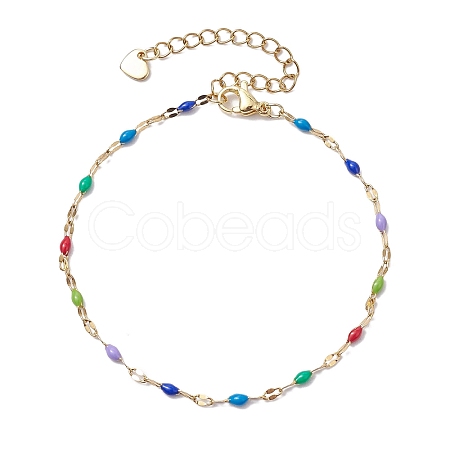 304 Stainless Steel Enamel Link Chains Bracelets for Women BJEW-JB10326-1