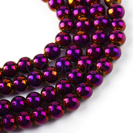 Electroplate Transparent Glass Beads Strands X-EGLA-Q062-8mm-D06-1