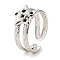 304 Stainless Steel Open Cuff Ring for Women, with Rhinestone, Star, Stainless Steel Color, Inner Diameter: 18mm