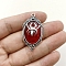 Gothic Style Zinc Alloy Resin Pendants, Oval with Spider, Red, 43x24mm