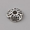 Tibetan Style Alloy Bead Caps, 3-Petal, Flower, Antique Silver, 8x2mm, Hole: 1.8mm