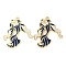 Rack Plating Alloy Enamel Pendants, Golden, Fish Charm, Prussian Blue, 23x28.5x1.5mm, Hole: 2mm