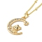 Brass Micro Pave Clear Cubic Zirconia Pendants Necklaces, The 12 Animals of the Chinese Zodiac, Real 18K Gold Plated, Monkey, 17.28 inch(43.9cm)