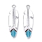 Alloy Enamel Pendants, Feather, Platinum, 33.5x10x2mm, Hole: 2mm