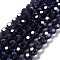 Electroplate Transparent Glass Beads Strands, Faceted(32 Facets), Round, Pearl Luster Plated, Indigo, 10mm, Hole: 1.2mm, about 65~69pcs/strand, 23.03~24.49 inch(58.5~62.2cm)