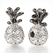 Rack Plating Brass Cubic Zirconia Beads, Long-Lasting Plated, Pineapple, Clear, Gunmetal & Platinum, 17x9mm, Hole: 2mm