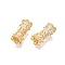 925 Sterling Silver Micro Pave Cubic Zirconia Screw Clasps, with S925 Stamp, Flower, Real 18K Gold Plated, 14x12mm, Hole: 3mm