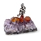 Natural Amethyst Cluster Ornaments, Alloy Miner Holder for Home Office Home Feng Shui Decoration, 40~60mm