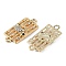 Alloy Rhinestone Connector Charms, Rectangle with Elephant, Light Gold, Light Gold, 26x11x2~2.5mm, Hole: 1.8mm