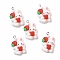 Resin Pendants, with Platinum Iron Findings, Cute, Rabbit with Strawberry, White, 26.5x17.5x7.5mm, Hole: 2mm