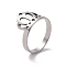 Non-Tarnish 201 Stainless Steel Crown Finger Ring, Hollow Wide Ring for Women, Stainless Steel Color, US Size 6 1/2(16.9mm)