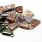 Trapezoid Natural Indian Agate Pendants, with Platinum Tone Brass Findings, 24~25.5x16.5~17x5~6mm, Hole: 2x7mm