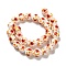 Handmade Lampwork Beads Strands, Round with Flower Pattern, White, 16mm, Hole: 1.5~1.8mm, about 27~28pcs/strand, 16.14~16.93''(41~43cm)