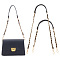 DELORIGIN 2Pcs 2 Style Imitation Leather Bag Handles, with Alloy Chain & Swivel Clasp, Black, 62.9~100.5x1.8cm, 1pc/style