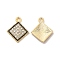 Alloy Rhinestone Pendants, Rhombus Charms, Golden, 18.5x15x2.5mm, Hole: 1.8mm