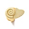 Spiral Shell Brass Open Cuff Rings, for Women, Lead Free & Cadmium Free, Real 18K Gold Plated, 26x22mm, Adjustable