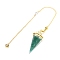 Resin Pointed Dowsing Pendulums, with Natural Green Aventurine Chips Inside and Brass Findings, Faceted Cone, 240mm