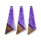 Resin & Wood Pendants, Triangle Charms, Blue Violet, 49x14.5x3.5mm, Hole: 2mm