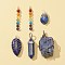 6Pcs 5 Styles Natural & Synthetic Mixed Gemstone Pendants, Chakra Charm, Teardrop & Faceted Bullet, Mixed Shapes, 23~47x5~24x4.5~18mm, Hole: 2.4~9x2~6mm