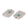 Synthetic Turquoise Half Round Pendants PALLOY-D013-04AS-3