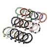 8.5mm Round Natural & Synthetic Mixed Gemstone Beaded Stretch Bracelets BJEW-C074-01-1