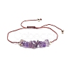 Natural Gemstone Chips Beaded Bracelet with Brass Beads BJEW-JB07987-5