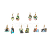 10Pcs 10 Styles Cat Shape Alloy Enamel Dangle Earrings EJEW-JE05822-1