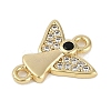 Brass Clear & Black Cubic Zirconia Connector Charms KK-I719-30G-2