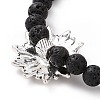 Natural Lava Rock & Synthetic Hematite Braided Bead Bracelet with Alloy Lotus BJEW-JB08466-4