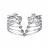 Non-Tarnish 304 Stainless Steel Initial Letter V Open Cuff Ring RJEW-T023-50P-1