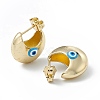 Enamel Crescent Moon with Evil Eye Stud Earrings EJEW-A093-01G-10-2