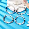 8mm Round Gemstone & Shell Pearl Beaded Stretch Bracelets BJEW-JB10317-2