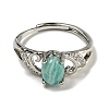 Oval Natural Amazonite Adjustable Rings RJEW-Q818-01P-01B-3